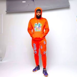 No$leep custom ed Edd and eddy custom orange jackets and joggers